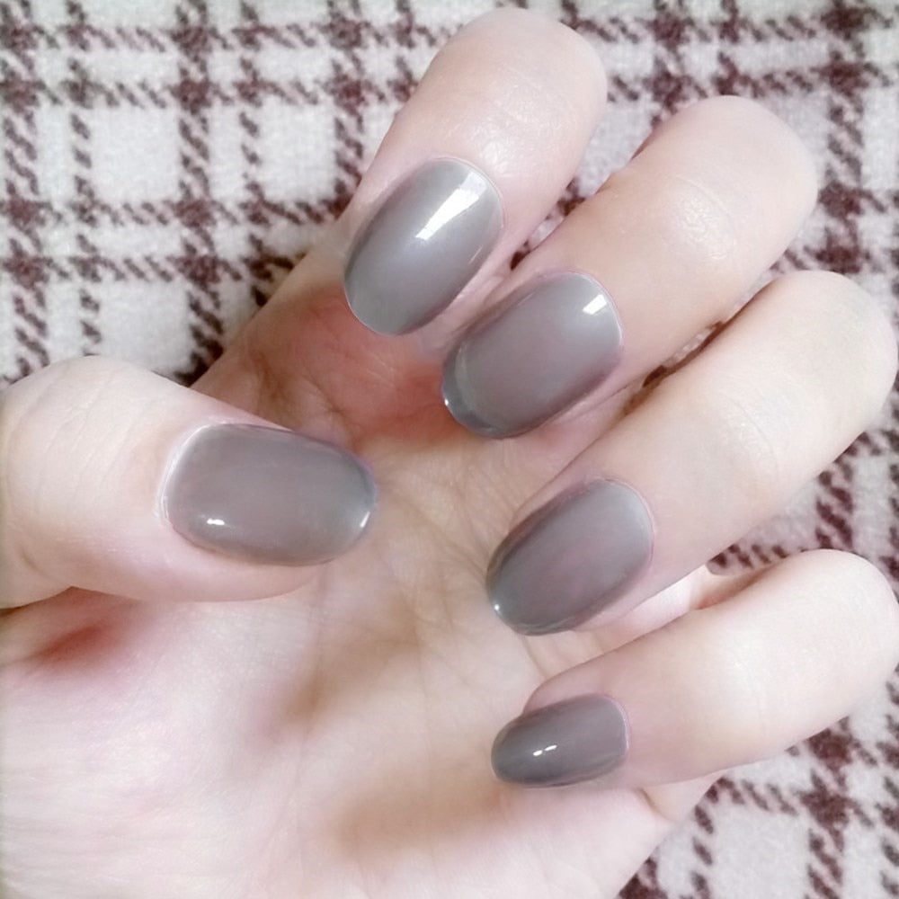 Shiny Short Fake Nails - Orchid Unique