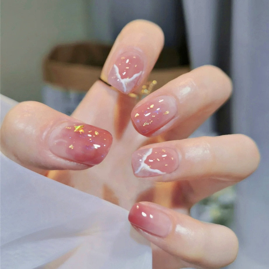 Sweet Short Round/Square Head False Nail Art - Orchid Unique
