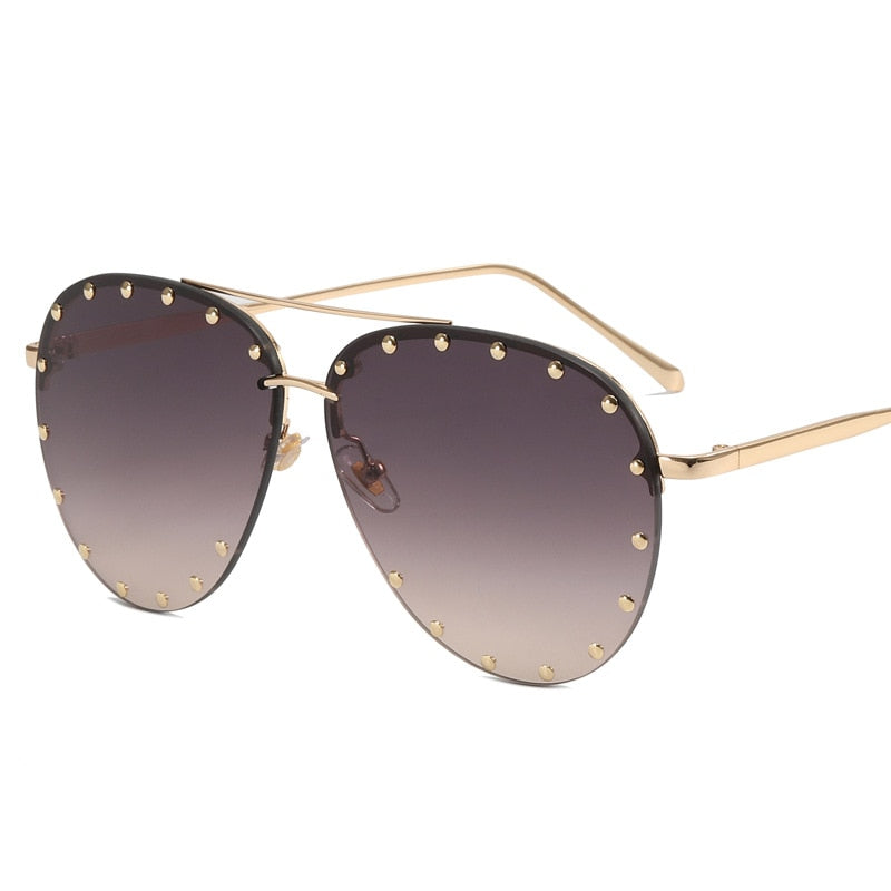 Metal Rivet Pilot Sunglasses - Orchid Unique