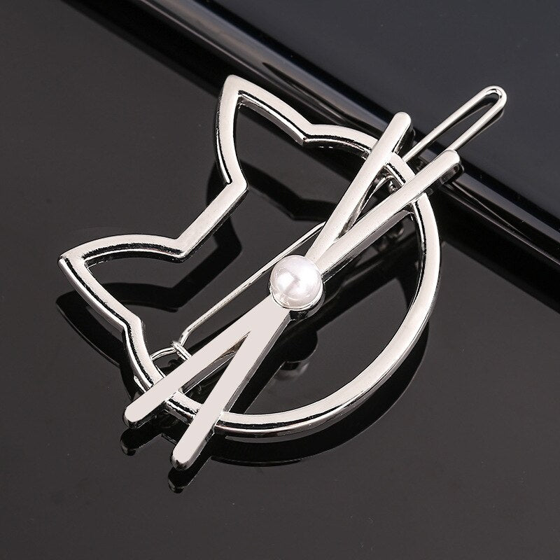 Fashion Pearl Hair Clip Women Girls Elegant Design Triangular Star Round Hairpin Barrette Hair Pins Ponytail Hair Accessories - Orchid Unique