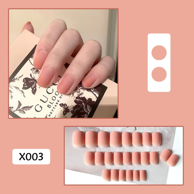 Peach Pink Reusable Press on Nails - Orchid Unique