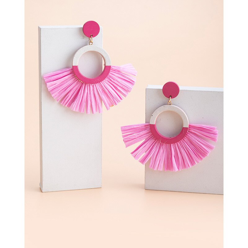 Fashion Handmade Tassel Pendant Earrings - Orchid Unique