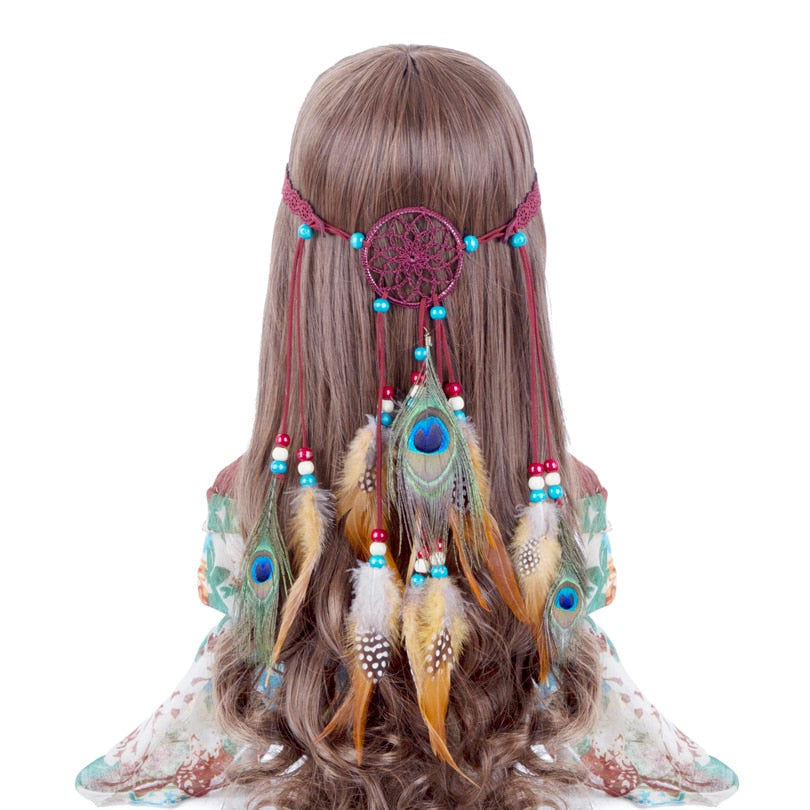 Festival Boho Feather Headband - Orchid Unique