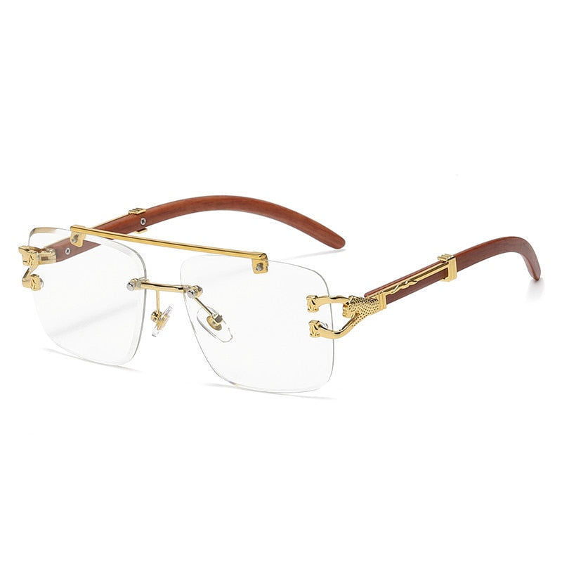 Retro Wood Printing Square Sunglasses - Orchid Unique