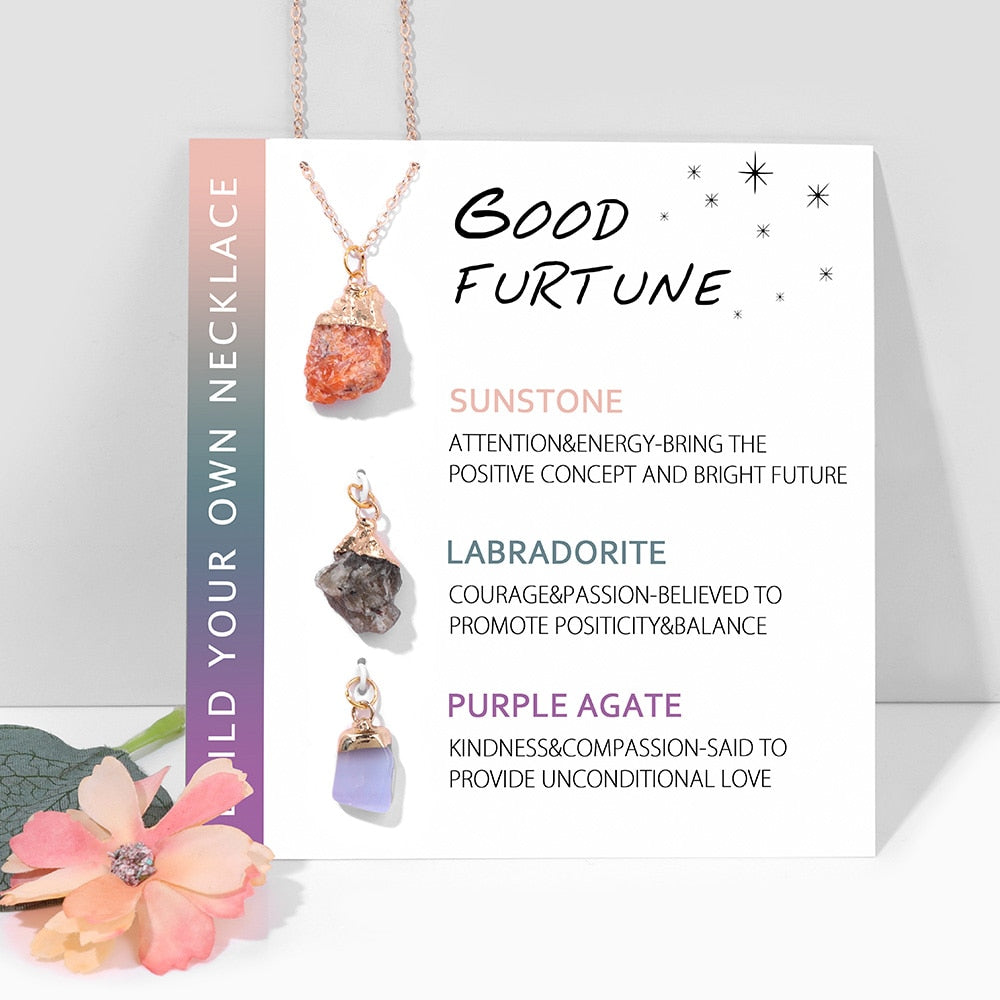 Irregular Mineral Stone Charm Necklace - Orchid Unique