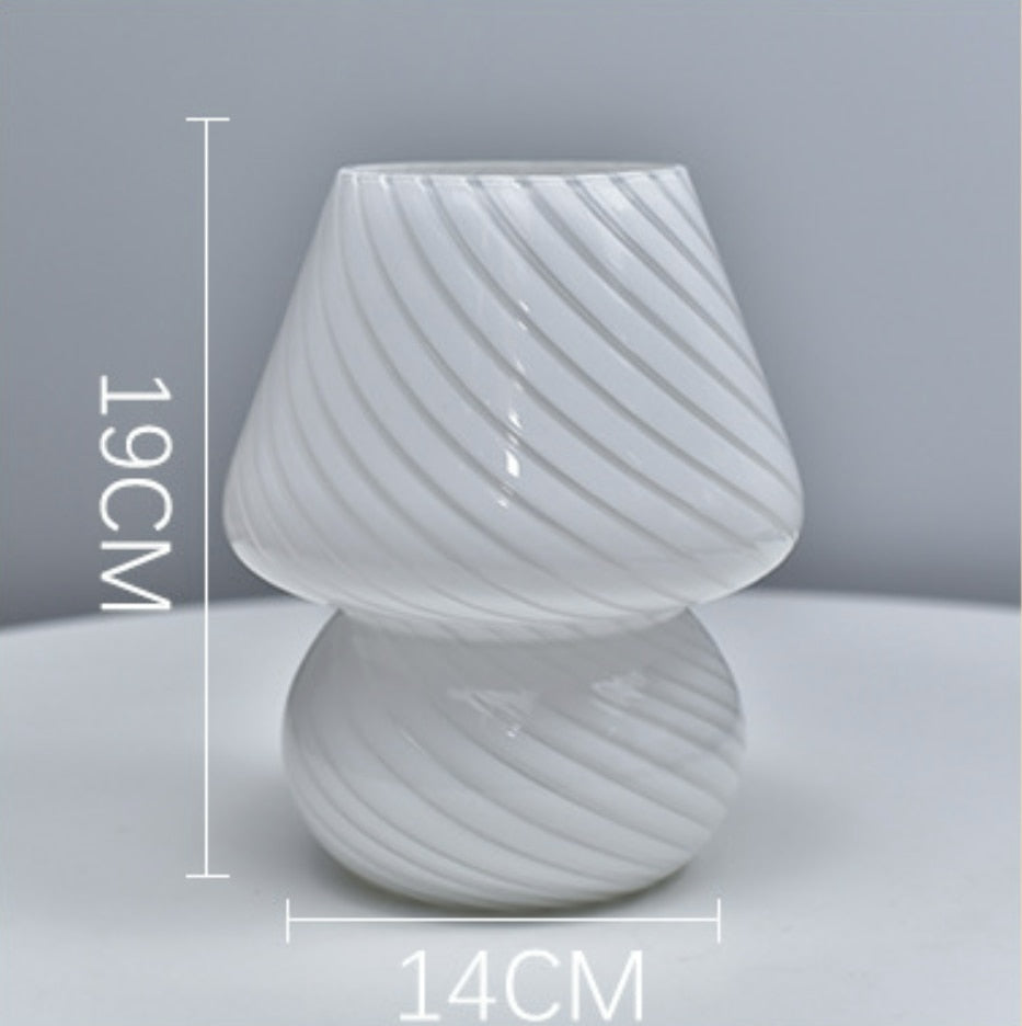 Striped Mushroom Glass LED Desk Lamp - Orchid Unique