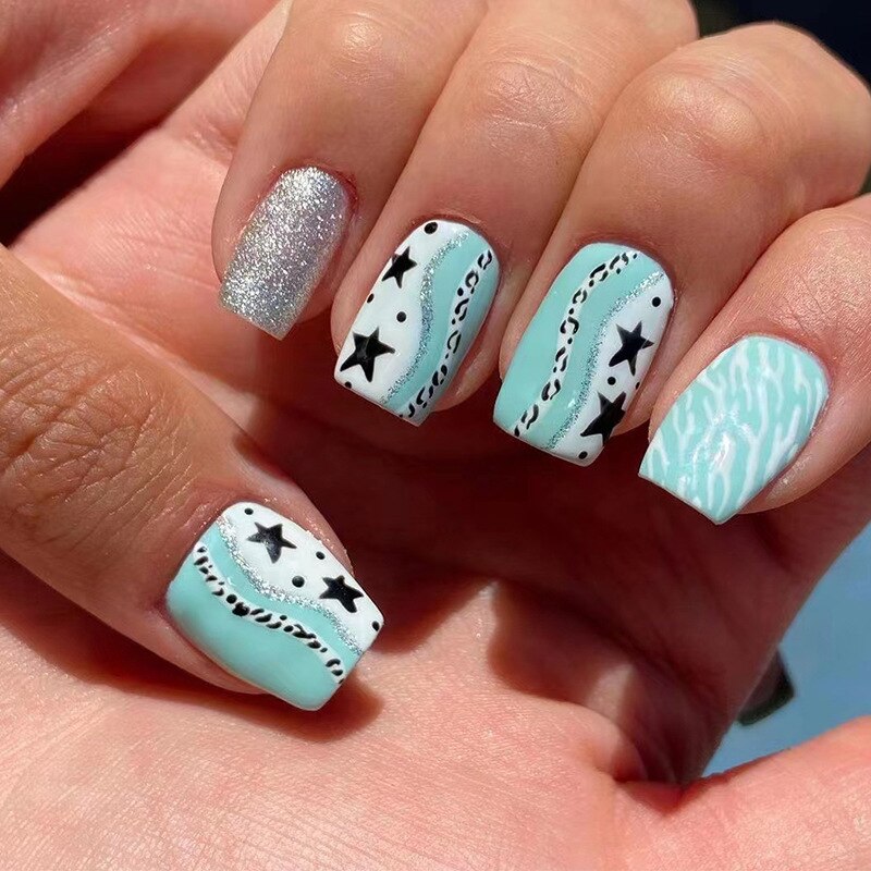 Wave Line Short Ballet French False Nails - Orchid Unique