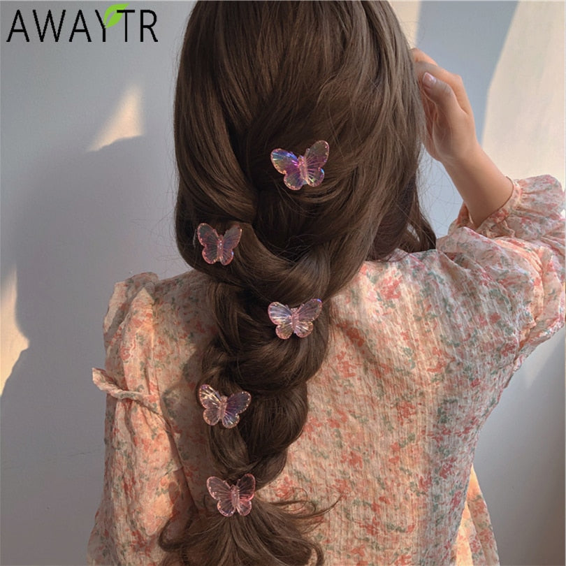 Transparent Butterfly Pink Hairpin - Orchid Unique