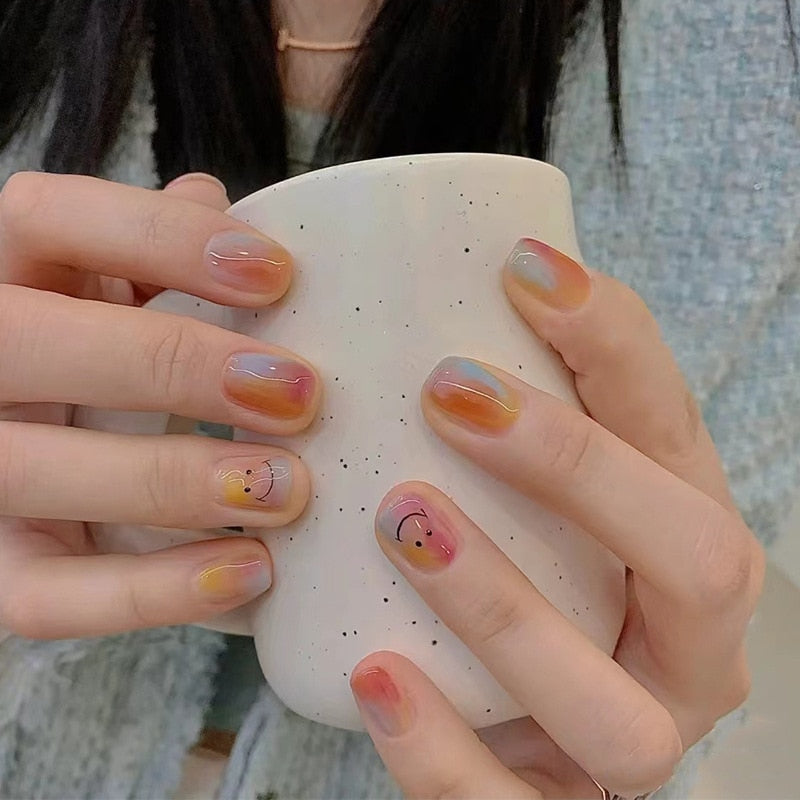 Sweet Short Round/Square Head False Nail Art - Orchid Unique