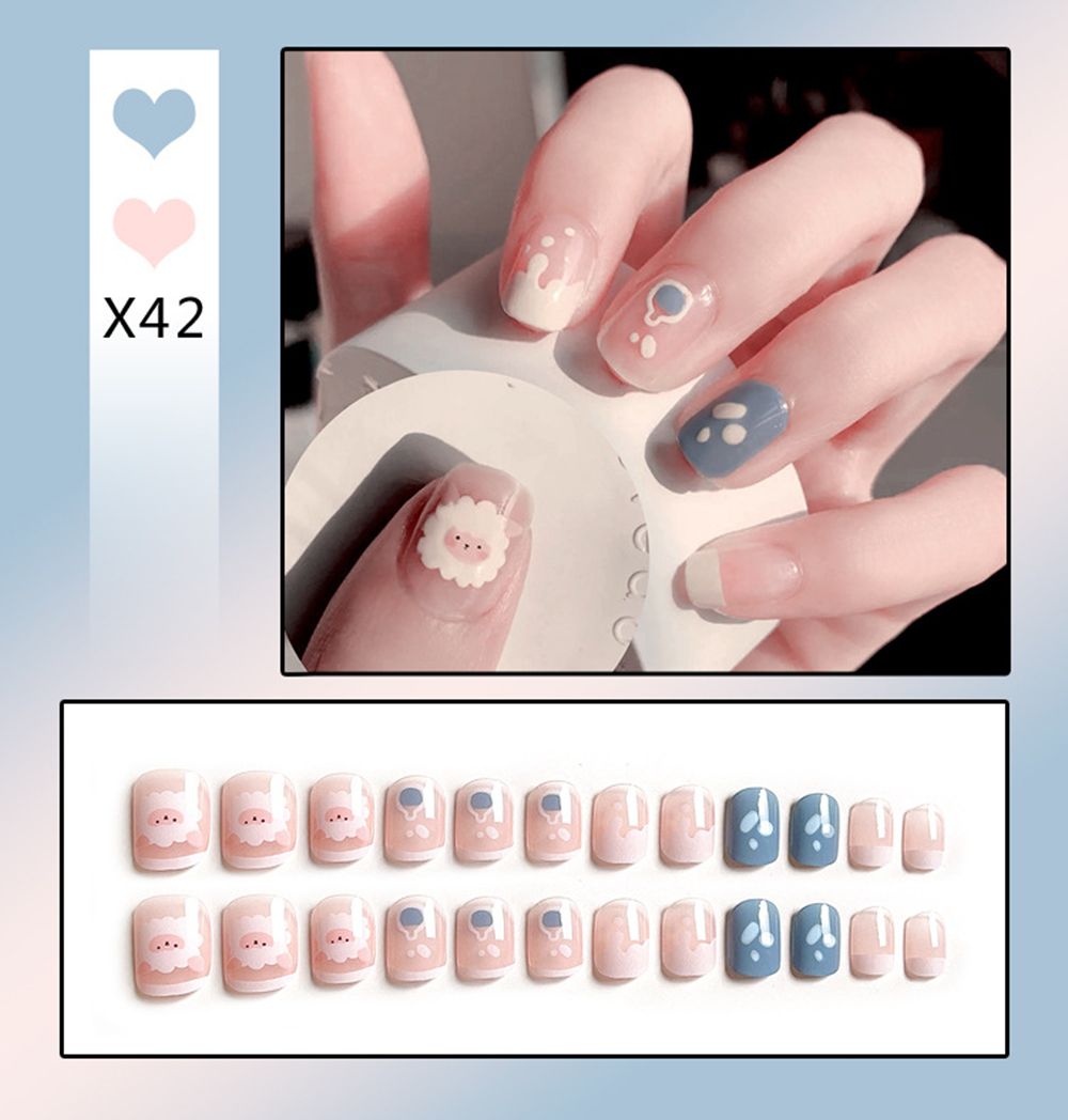 Sweet Short Round/Square Head False Nail Art - Orchid Unique