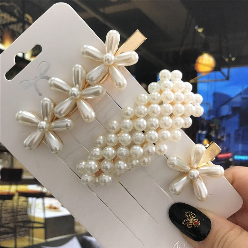 Handmade Pearls Hair Clips - Orchid Unique