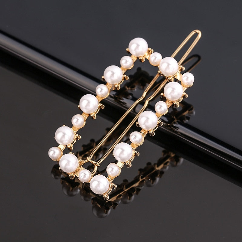 Fashion Pearl Hair Clip Women Girls Elegant Design Triangular Star Round Hairpin Barrette Hair Pins Ponytail Hair Accessories - Orchid Unique