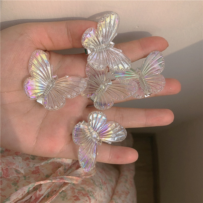 Transparent Butterfly Pink Hairpin - Orchid Unique