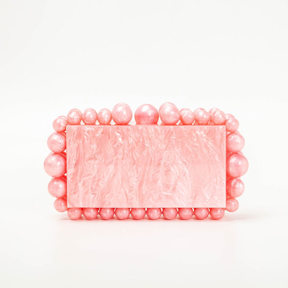 Women Clear Acrylic Box Evening Clutch Bags - Orchid Unique