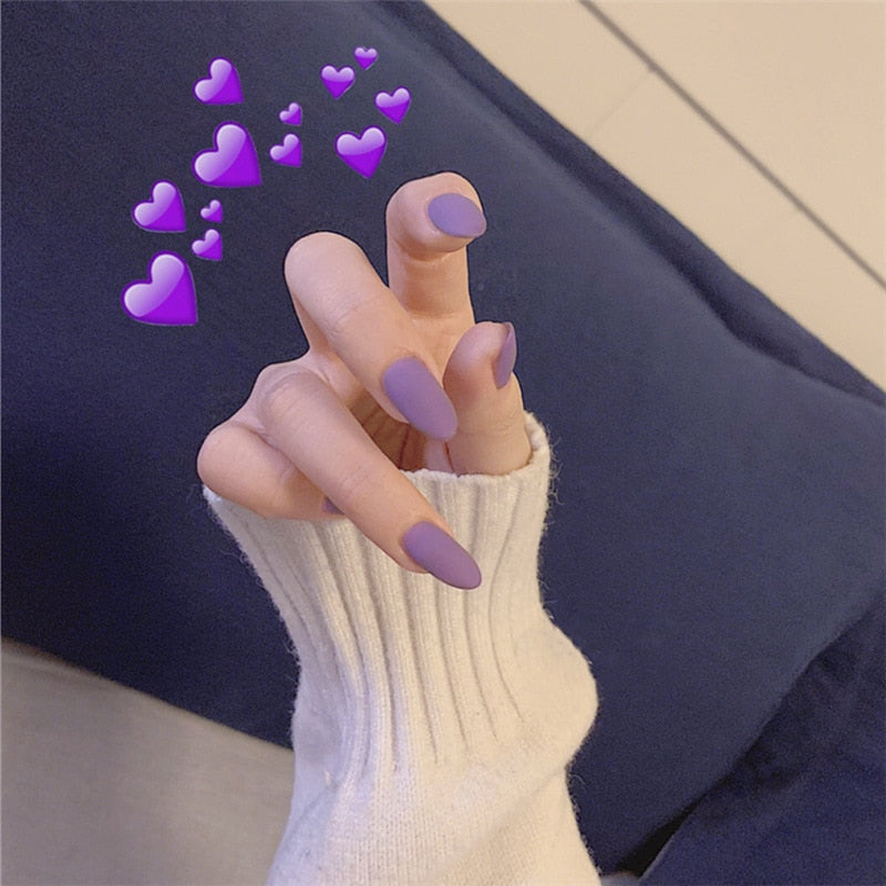 Short Coffin Fake Nails - Orchid Unique