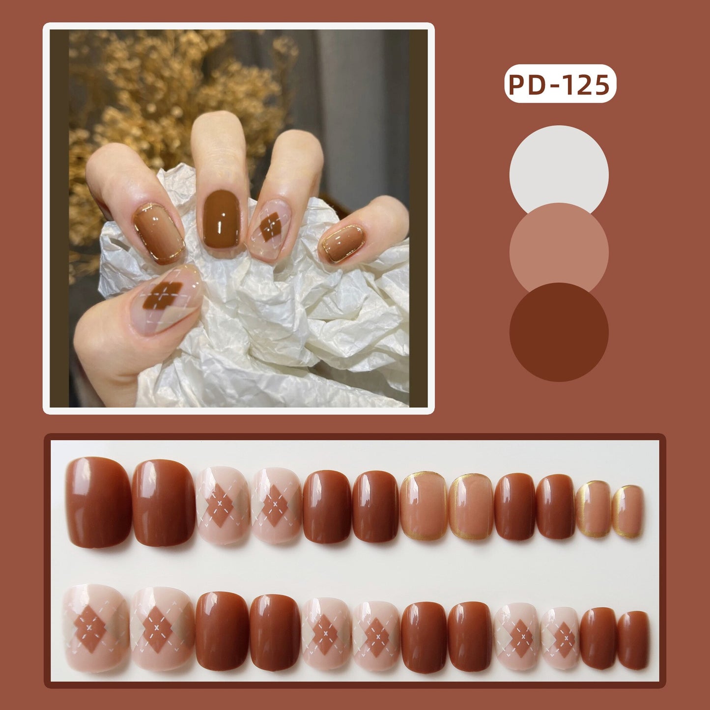 Short Wear Tips Nail False Patch - Orchid Unique