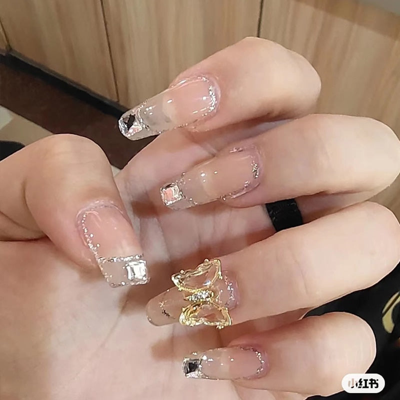 Glitter Butterfly False Nails - Orchid Unique