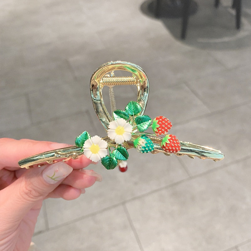 New Women Metal Hair Claw Elegant Gold Flowers Hair Clips Barrette Crab Headband Ponytail Clip Headwear hair accessories tiara - Orchid Unique
