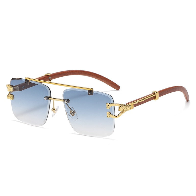 Retro Wood Printing Square Sunglasses - Orchid Unique