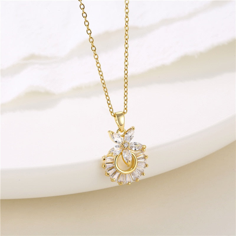 Elegant Flower Daisy Clavicle Necklace - Orchid Unique