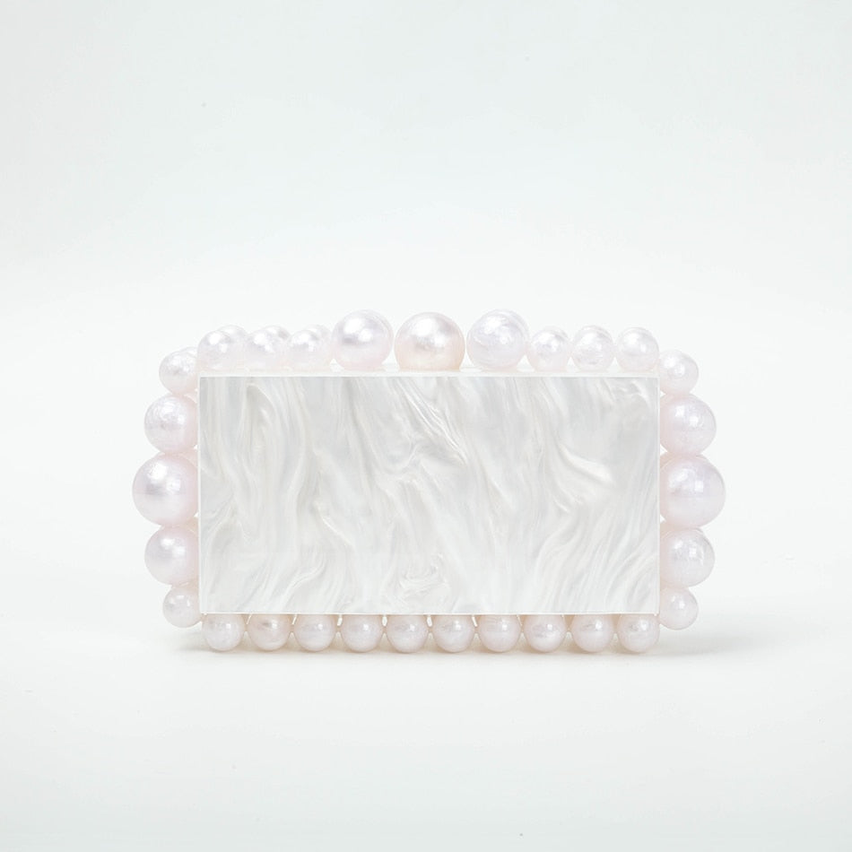 Women Clear Acrylic Box Evening Clutch Bags - Orchid Unique