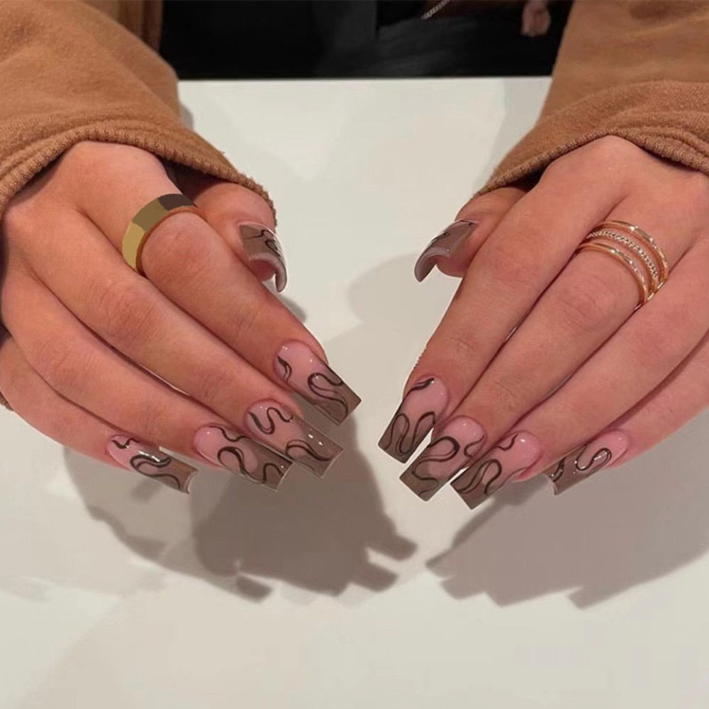 Ballet French Coffin False Nails - Orchid Unique