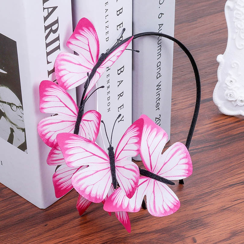Haimeikang Handmade Blue Butterfly Headband Big Ladies Costume Hair Accessories Show Ladies Tea Show Hairband Headpieces - Orchid Unique