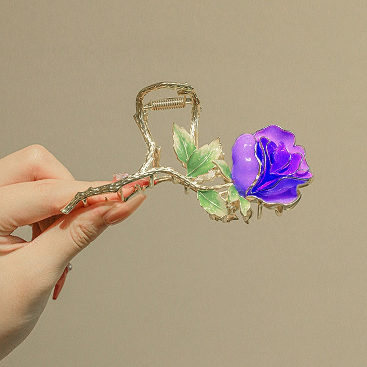 New Women Metal Hair Claw Elegant Gold Flowers Hair Clips Barrette Crab Headband Ponytail Clip Headwear hair accessories tiara - Orchid Unique