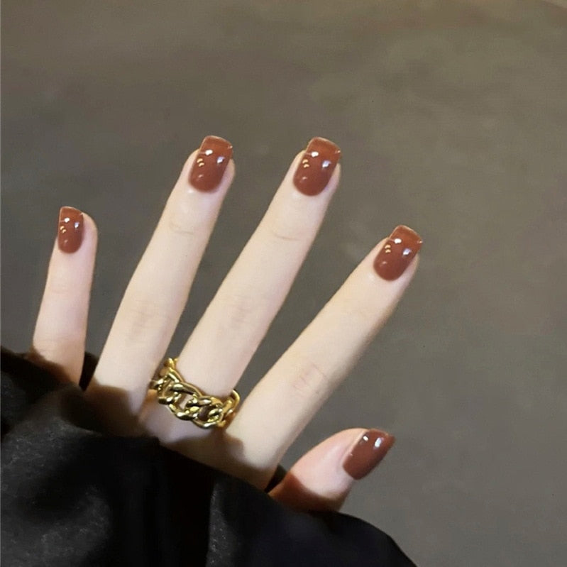 Short Coffin Fake Nails - Orchid Unique