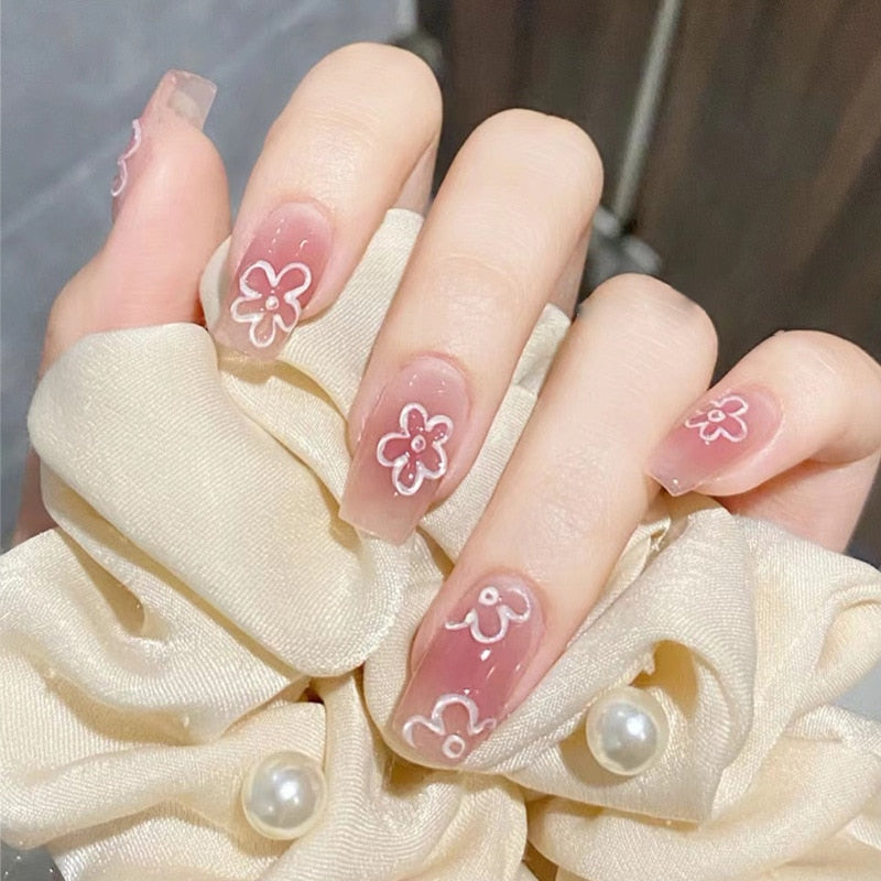 False Nails Coffin Almond Artificial Fake Nails - Orchid Unique