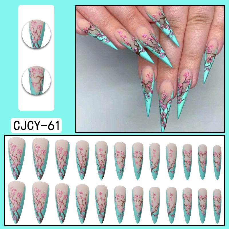 Long Stiletto False Nails - Orchid Unique