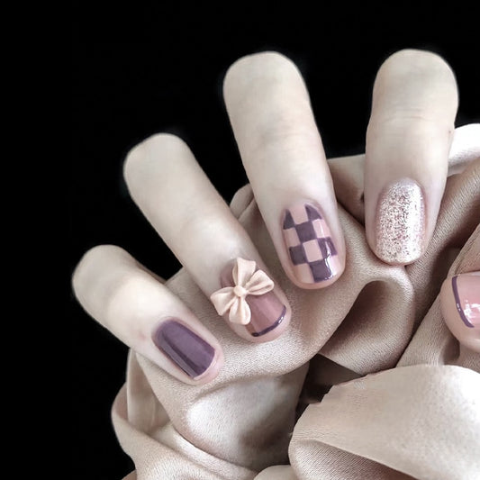 Sweet Short Round/Square Head False Nail Art - Orchid Unique
