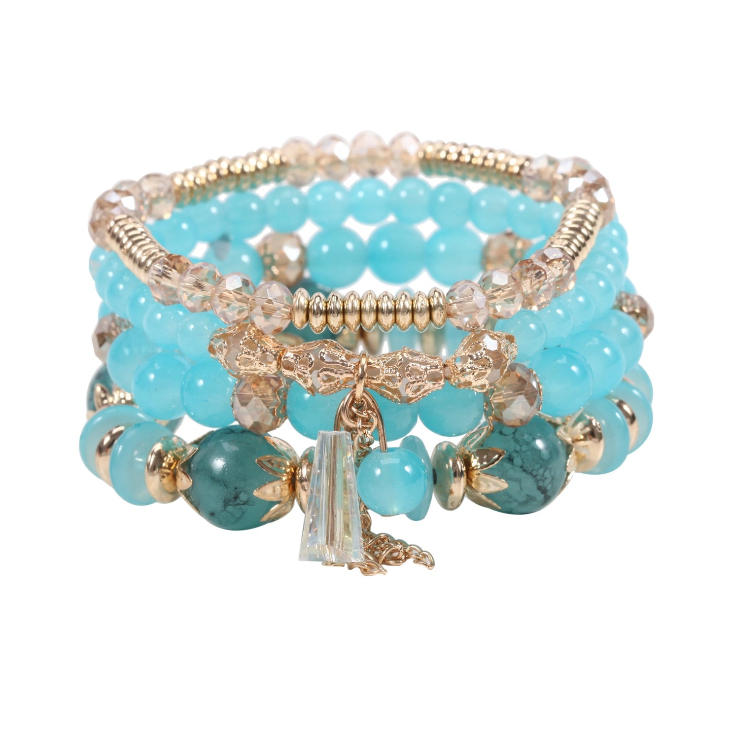 4 Pcs Set of Beaded Crystal Bracelet - Orchid Unique