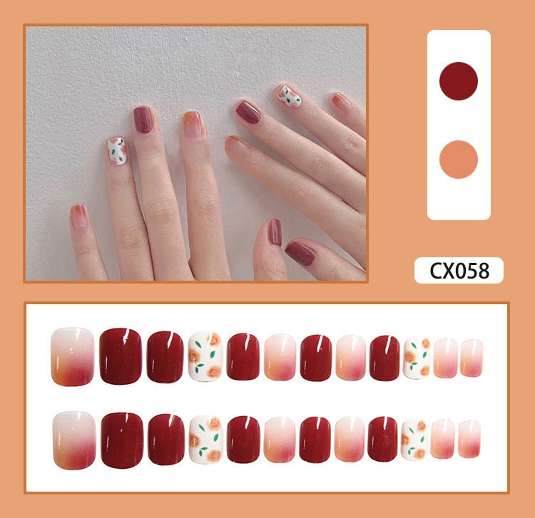 Short Reusable Fake Nails Press on - Orchid Unique