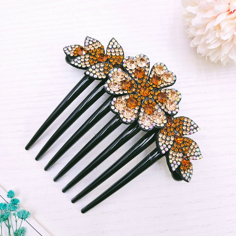 Crystal Flower Hair Combs - Orchid Unique
