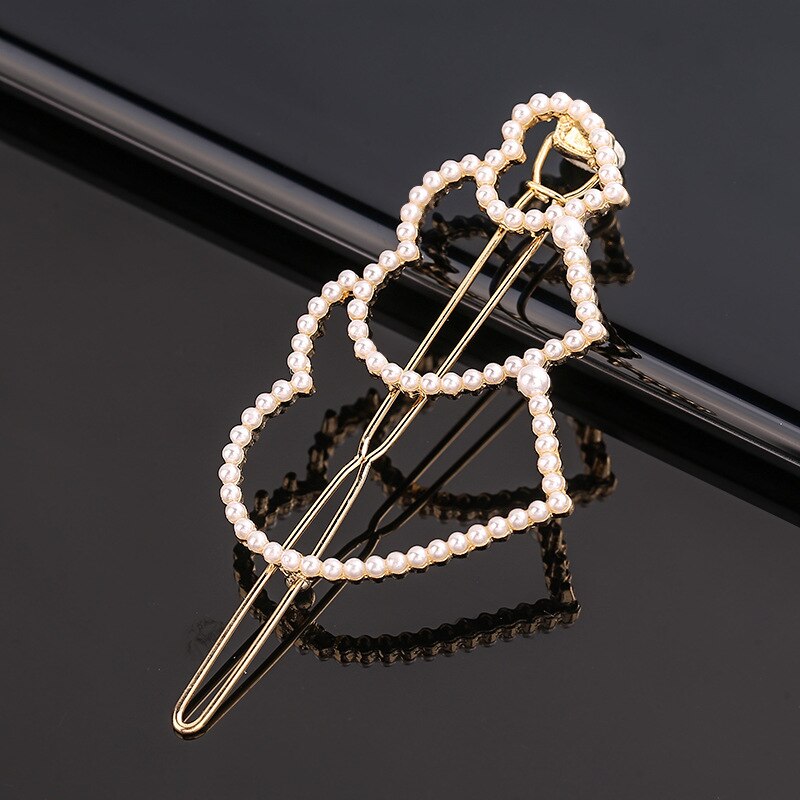 Fashion Pearl Hair Clip Women Girls Elegant Design Triangular Star Round Hairpin Barrette Hair Pins Ponytail Hair Accessories - Orchid Unique