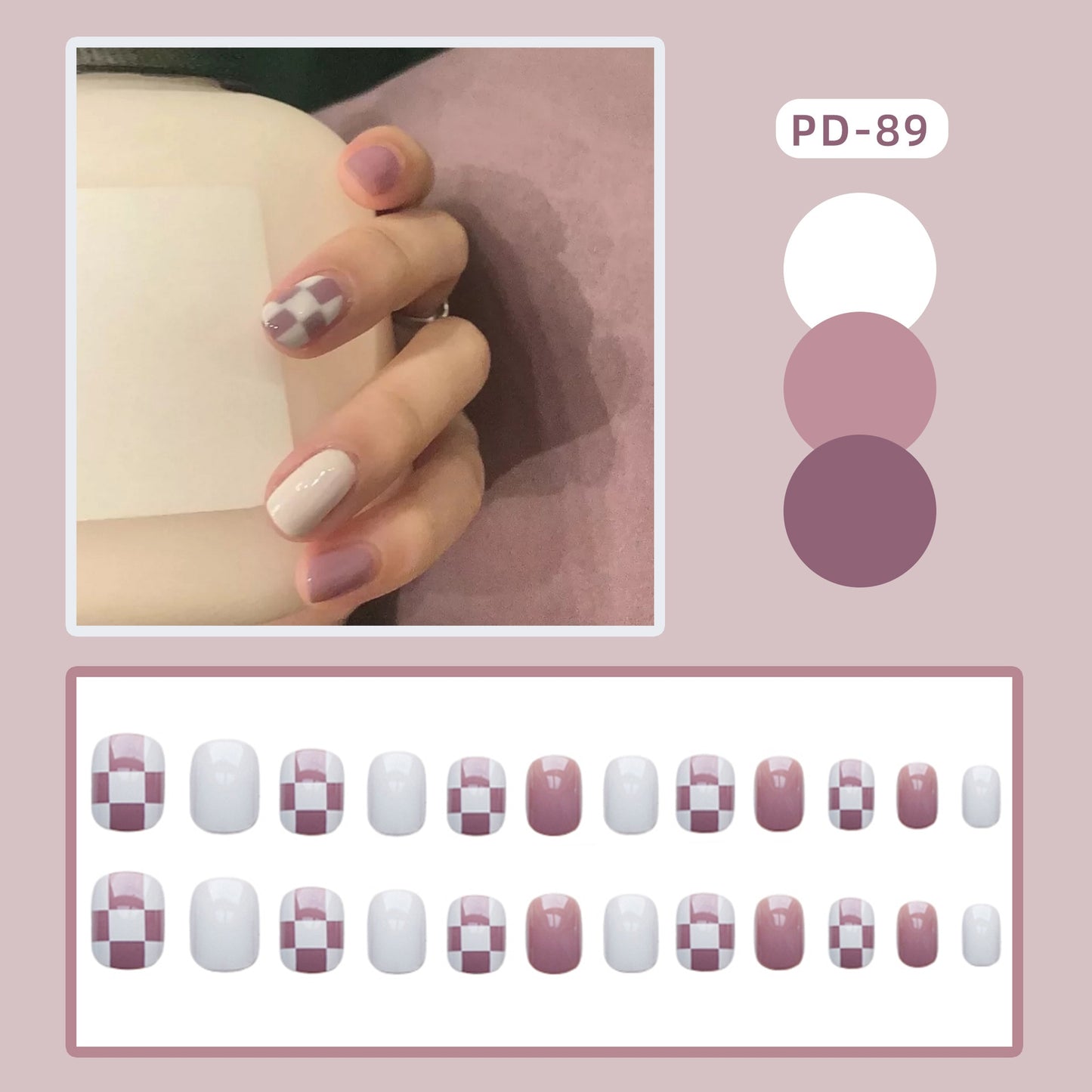 Short Wear Tips Nail False Patch - Orchid Unique