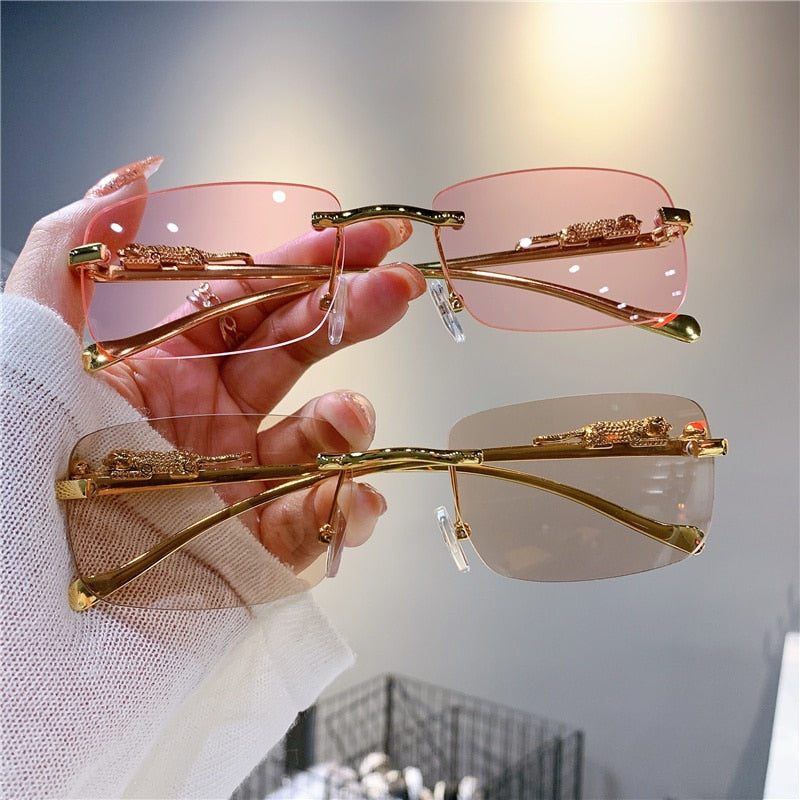 Vintage Sunglasses Rimless Cut Edge - Orchid Unique