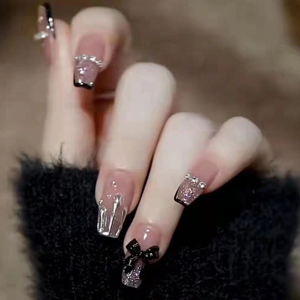 Short Fake Nails With Glue - Orchid Unique