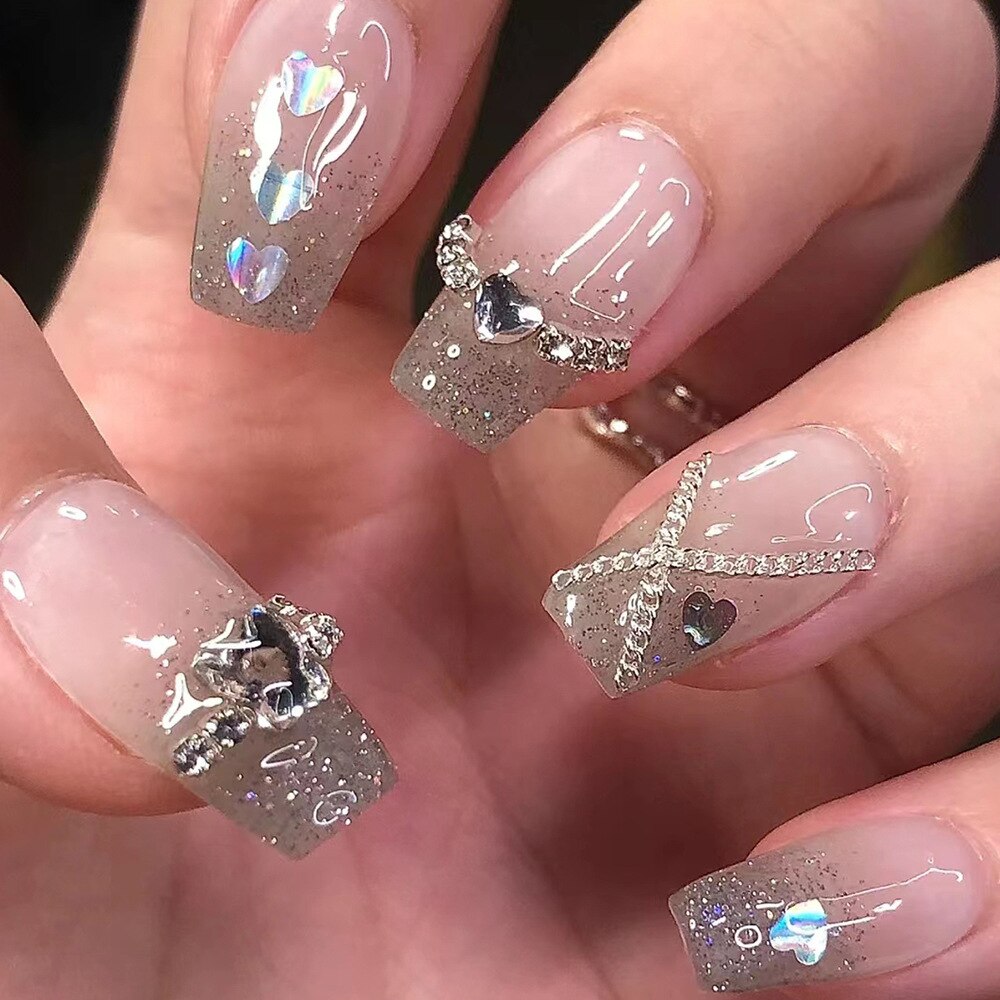 False Nails Coffin Almond Artificial Fake Nails - Orchid Unique