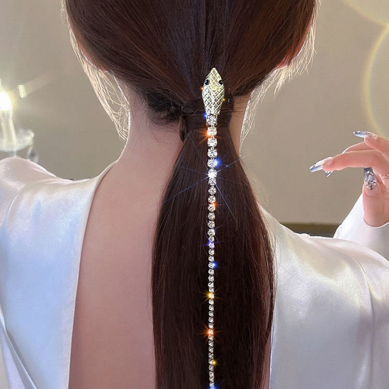 Full Rhinestone Snake Hair Band - Orchid Unique