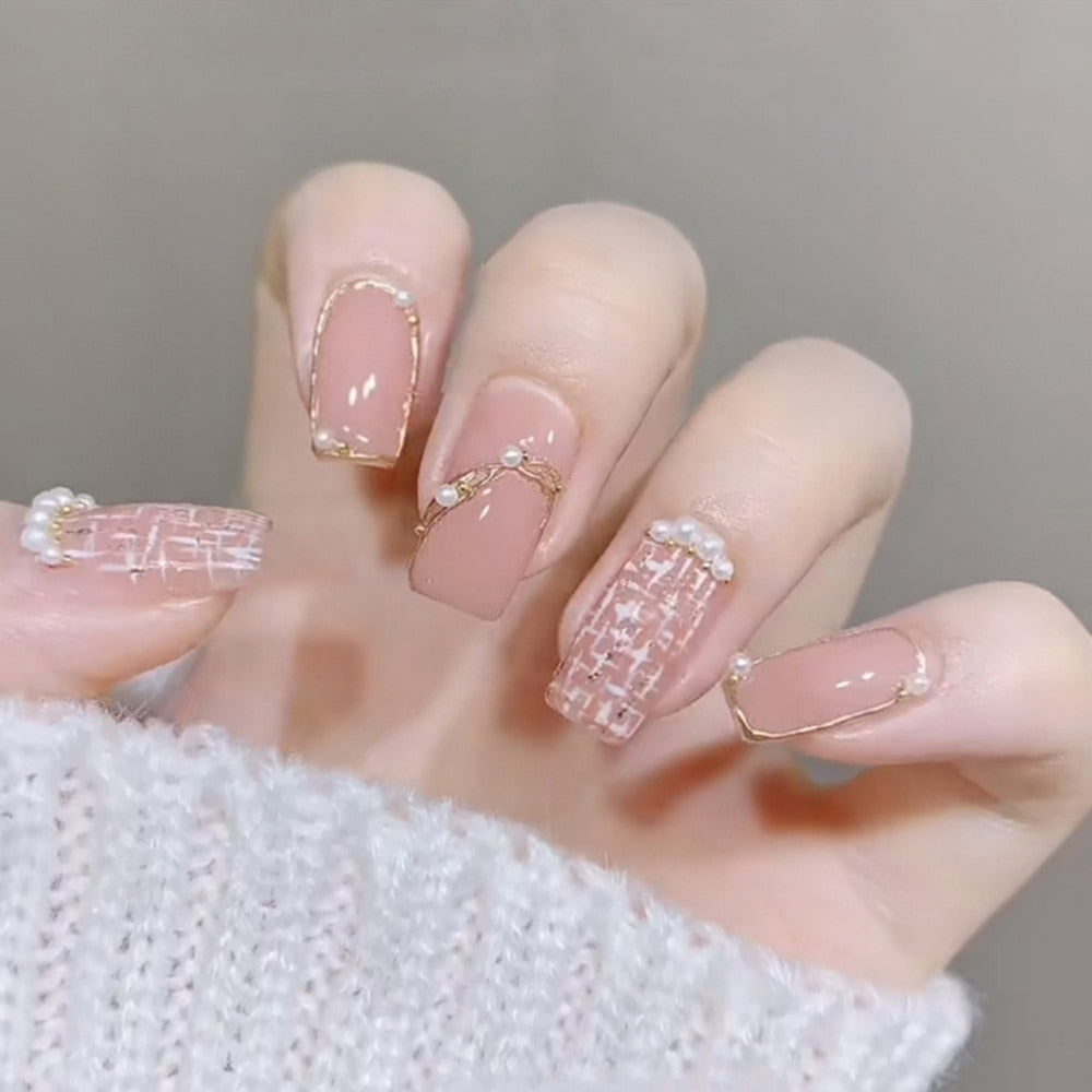 Short Fake Nails With Glue - Orchid Unique