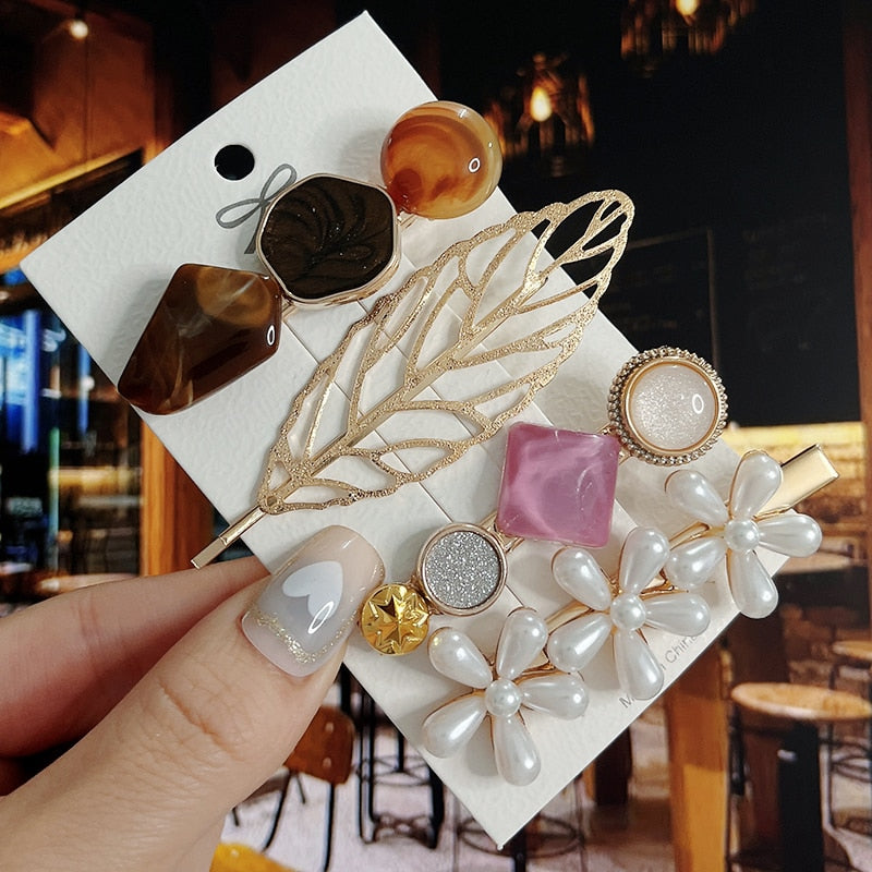 Fashion Pearl Acrylic Hair Clips - Orchid Unique