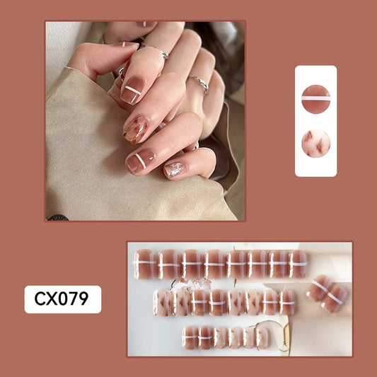 Short Reusable Fake Nails Press on - Orchid Unique