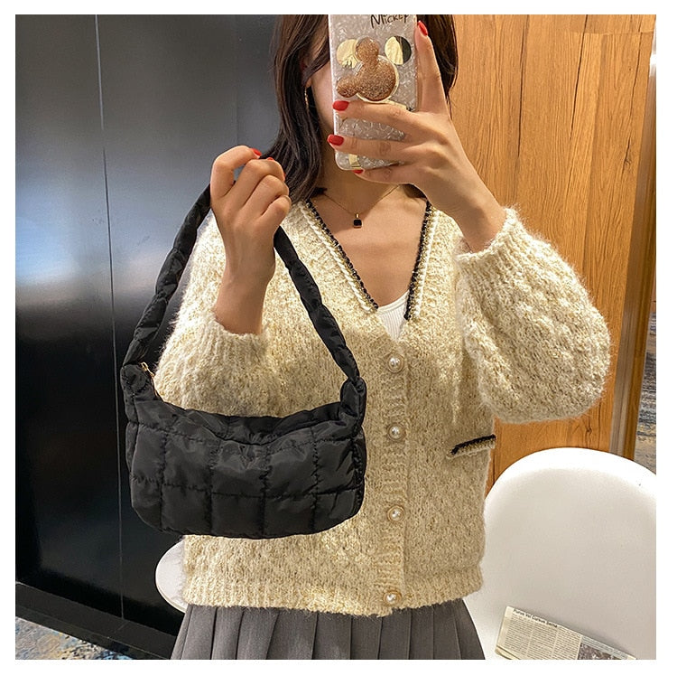 Lattice Pattern Shoulder Bag - Orchid Unique