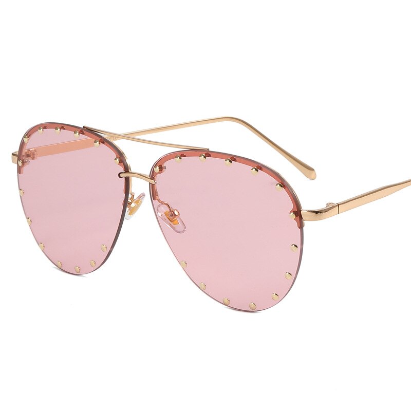 Metal Rivet Pilot Sunglasses - Orchid Unique