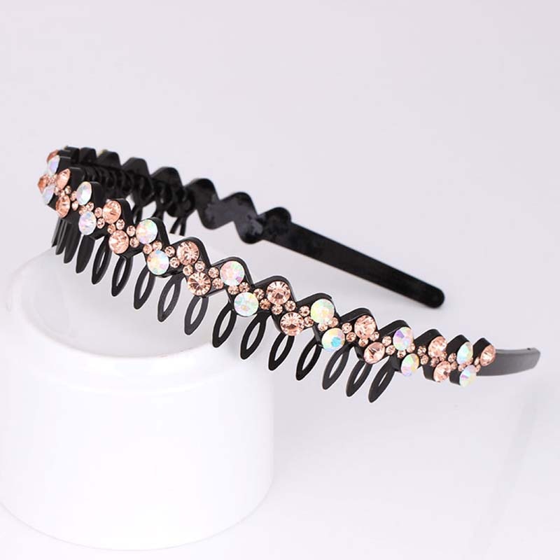 Fashion Pearl Non-Slip Rhinestone Hairbands Elastic Flower Women Hair Hoop Bands Headband Bezel Girls Hair Accessories Headdress - Orchid Unique