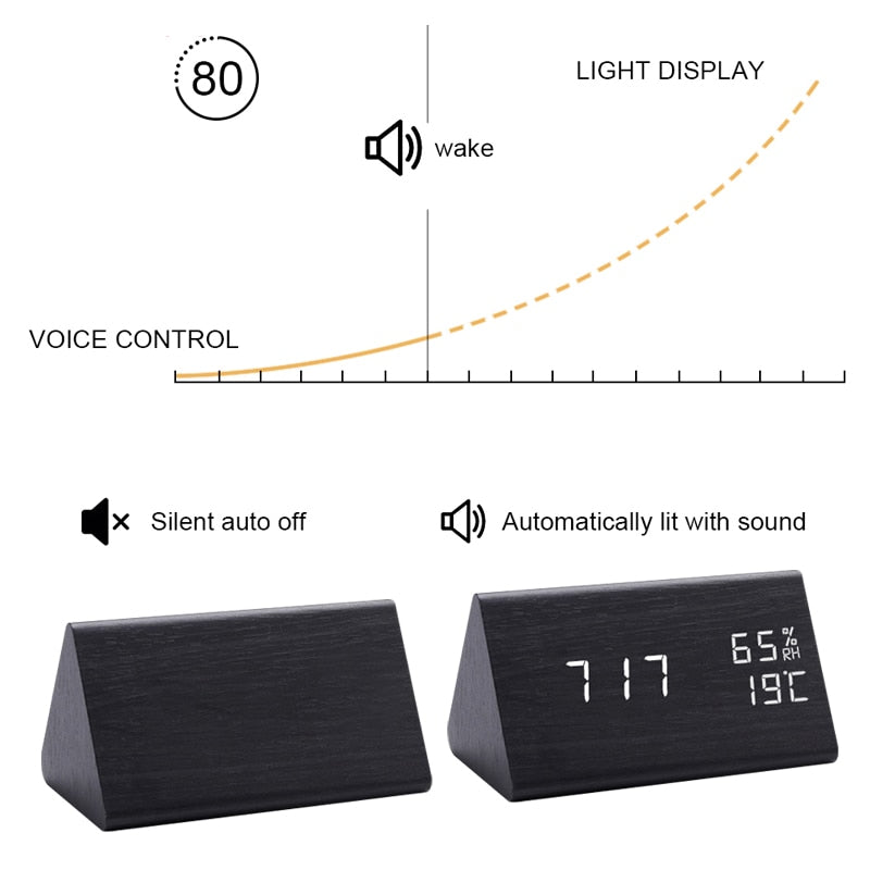 Digital Clock LED Wooden Alarm Clock Table - Orchid Unique