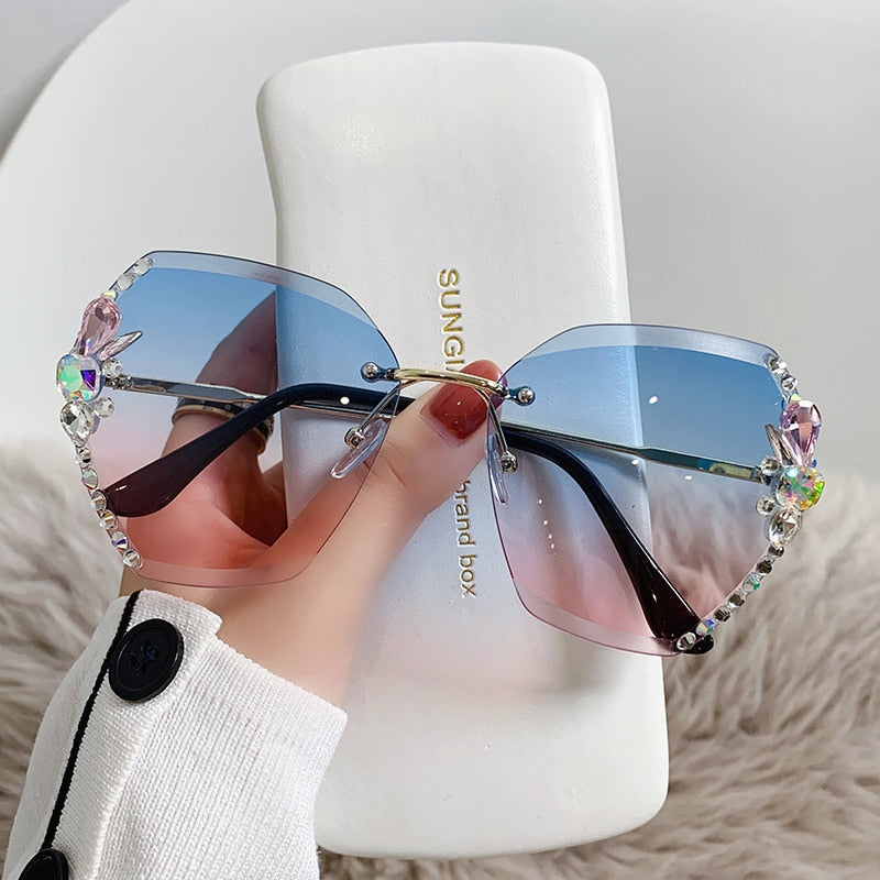 Retro Cutting Lens Gradient Sunglasses - Orchid Unique