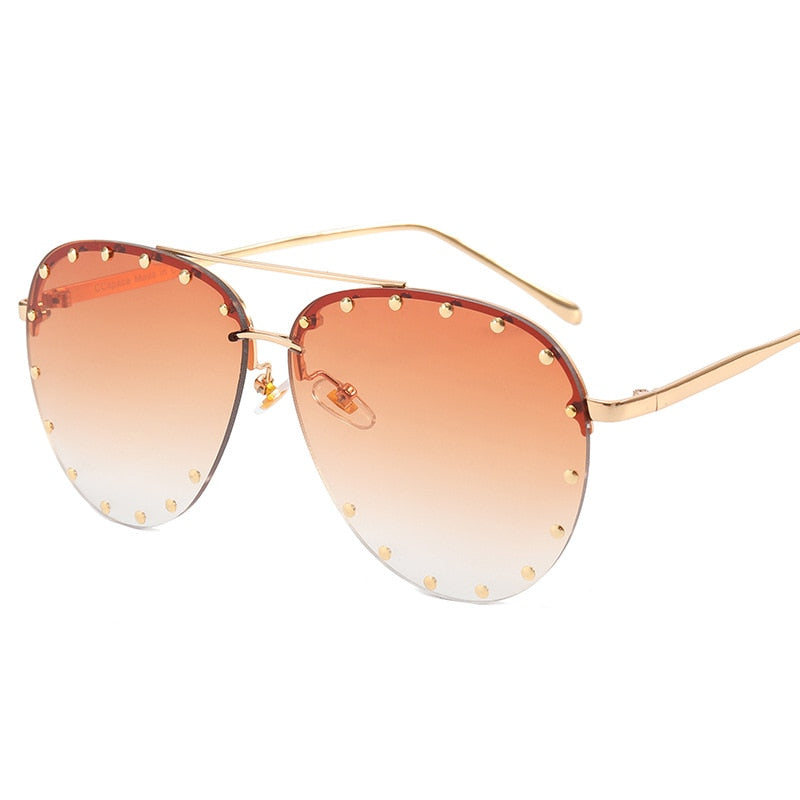 Metal Rivet Pilot Sunglasses - Orchid Unique